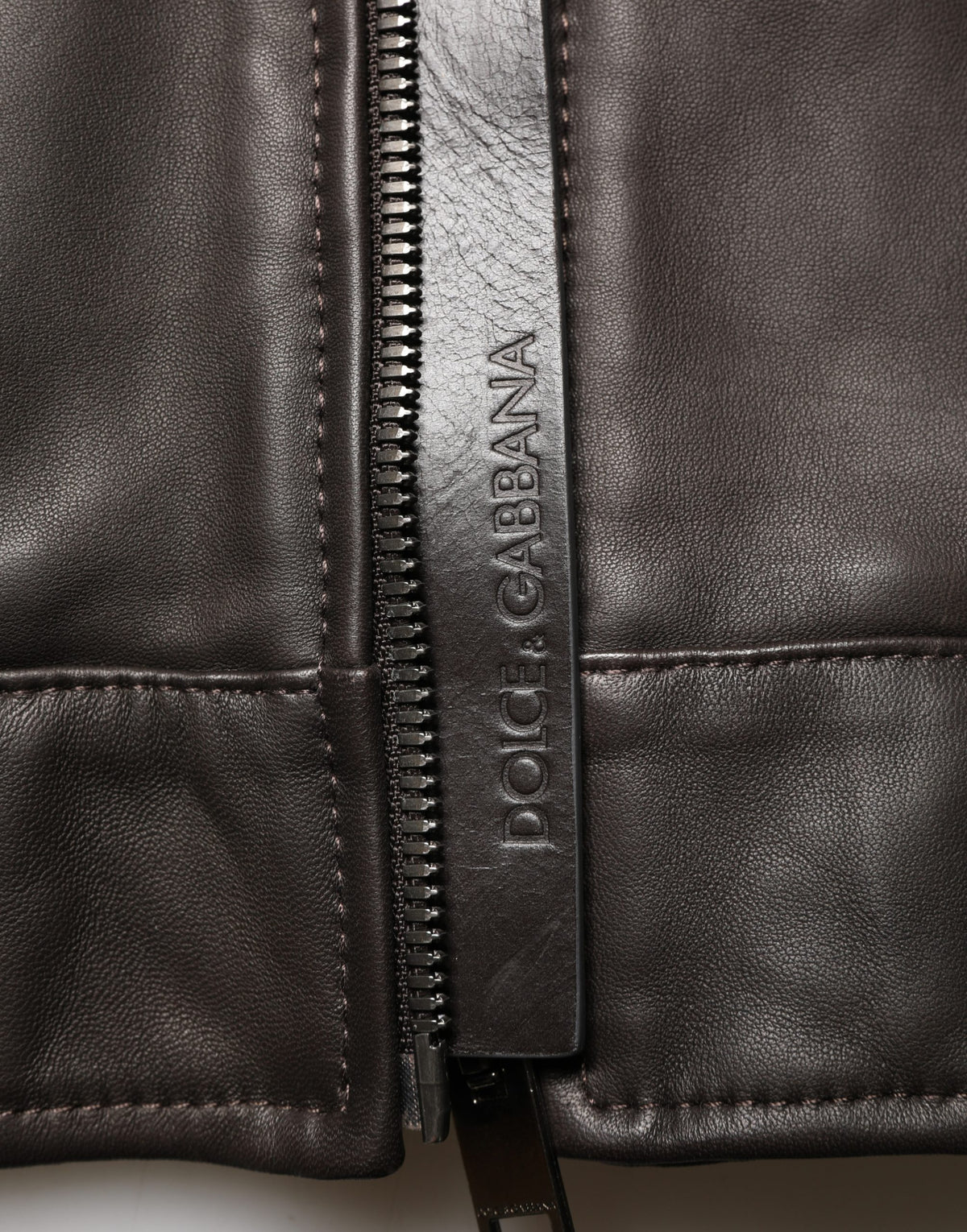 Blouson de moto en cuir d'agneau noir avec fermeture éclair Dolce & Gabbana