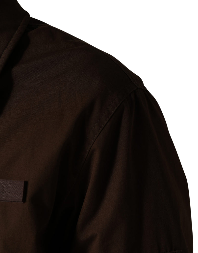 Blouson bomber Dolce & Gabbana en coton stretch marron avec fermeture éclair intégrale