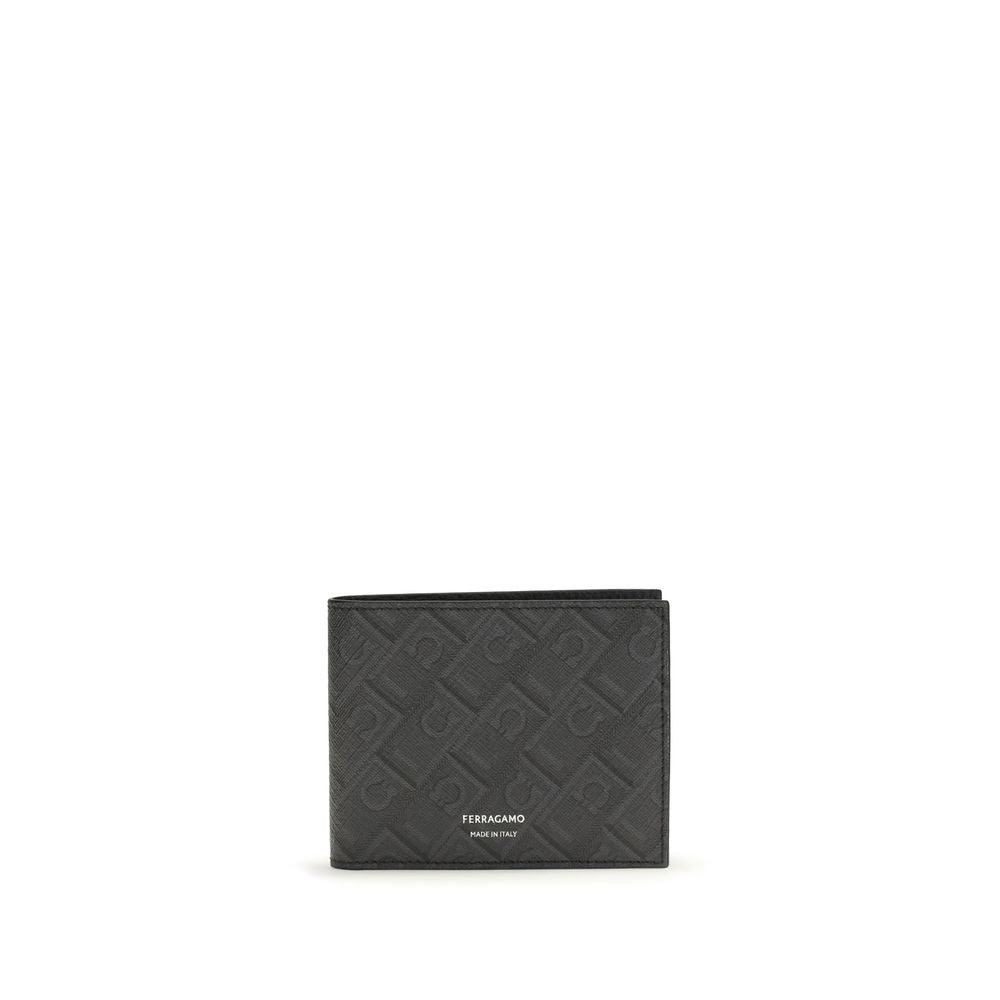 Ferragamo Black Calf Leather Bos Taurus Wallet - Elegant & Durable