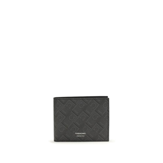 Ferragamo Black Calf Leather Bos Taurus Wallet - Elegant & Durable
