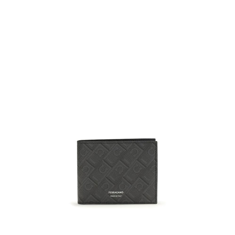 Ferragamo Black Calf Leather Bos Taurus Wallet - Elegant & Durable