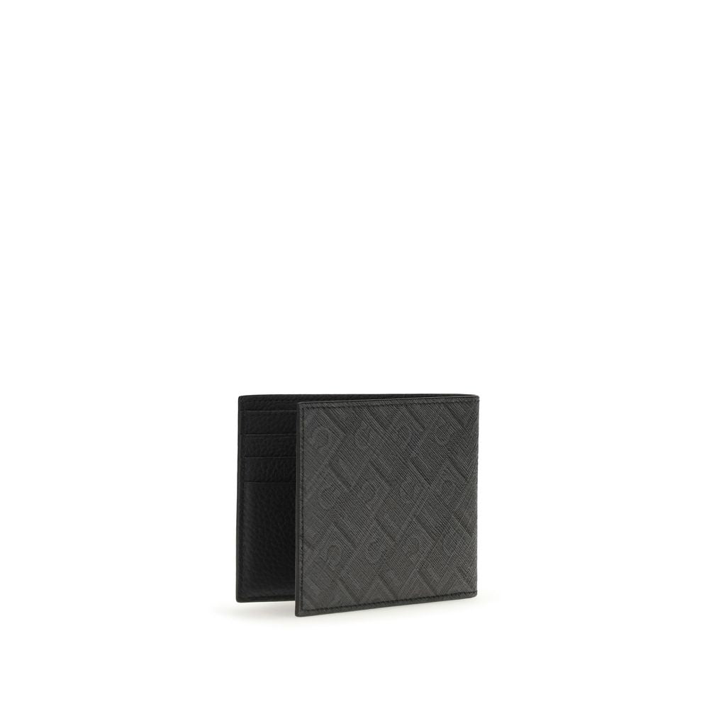 Ferragamo Black Calf Leather Bos Taurus Wallet - Elegant & Durable