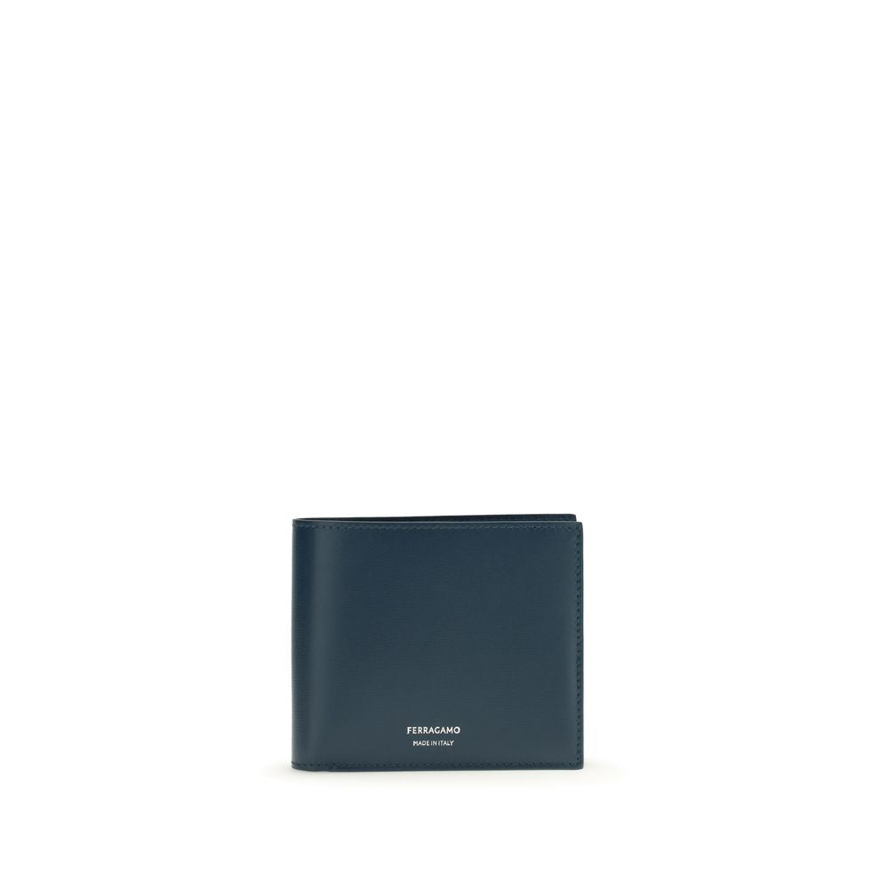 Portefeuille Ferragamo en cuir de veau bleu Bos Taurus