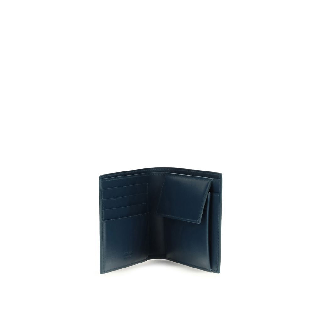 Portefeuille Ferragamo en cuir de veau bleu Bos Taurus