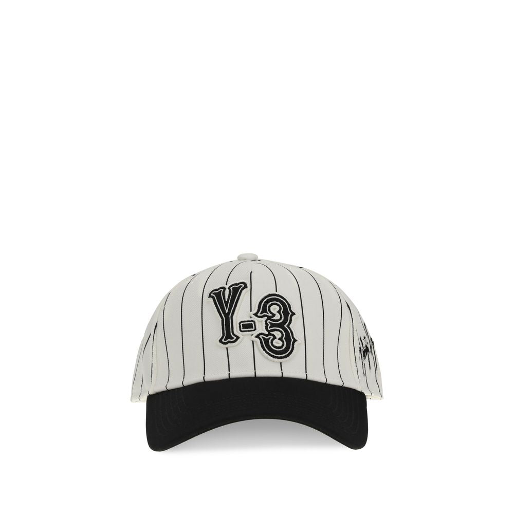 Y-3 White Polyester Cap - Pinstripe Baseball Hat