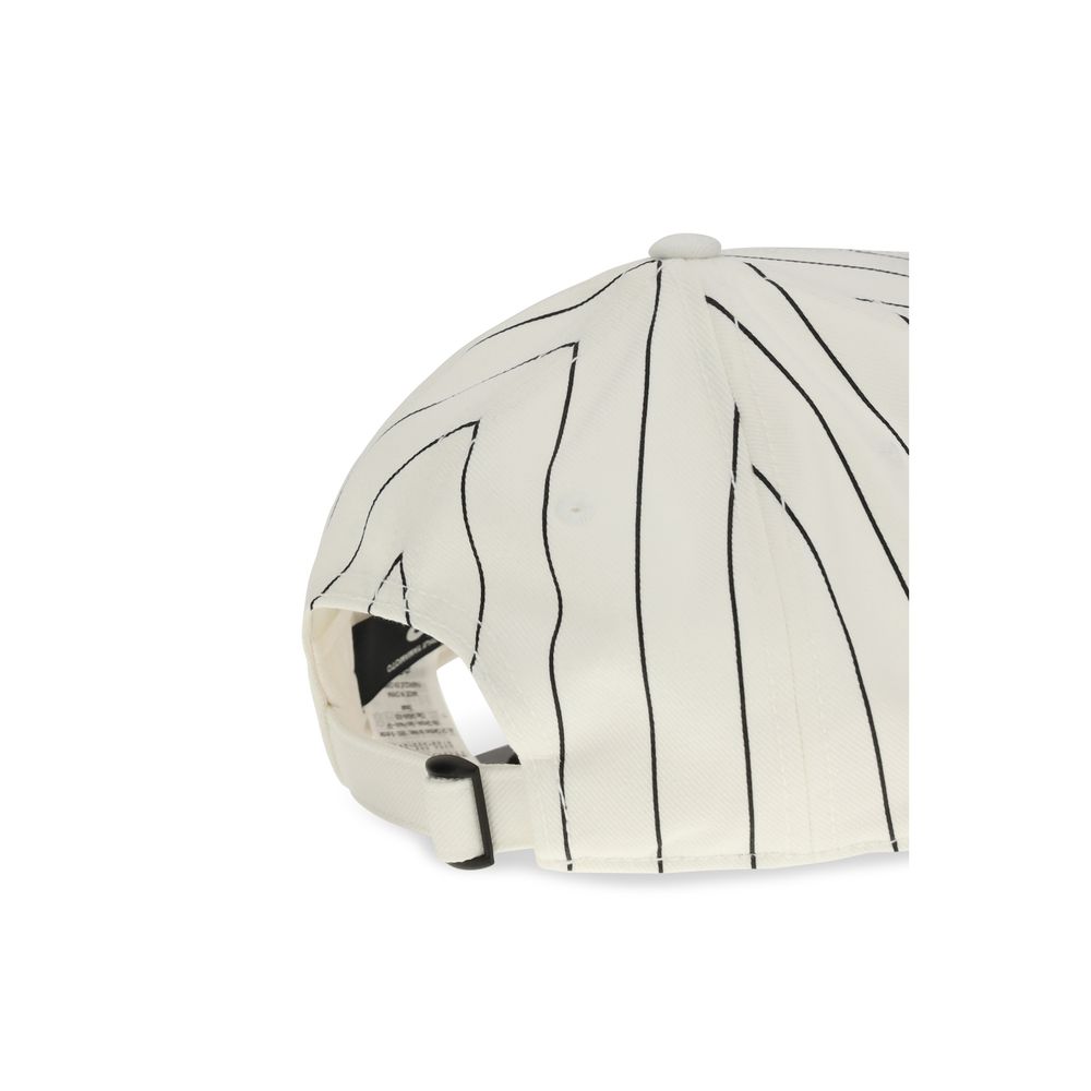 Y-3 White Polyester Cap - Pinstripe Baseball Hat