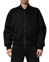 Blouson bomber Dolce & Gabbana pour homme en nylon noir avec fermeture éclair intégrale