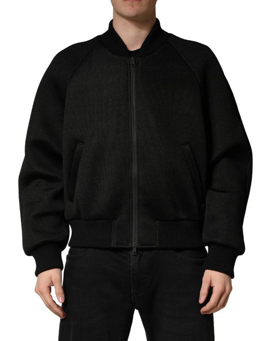 Dolce & Gabbana Heren Zwarte Nylon Bomberjack Met Volledige Ritssluiting