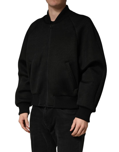 Blouson bomber Dolce & Gabbana pour homme en nylon noir avec fermeture éclair intégrale