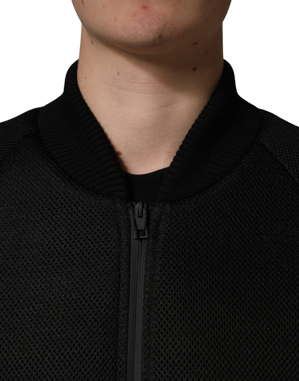 Blouson bomber Dolce & Gabbana pour homme en nylon noir avec fermeture éclair intégrale