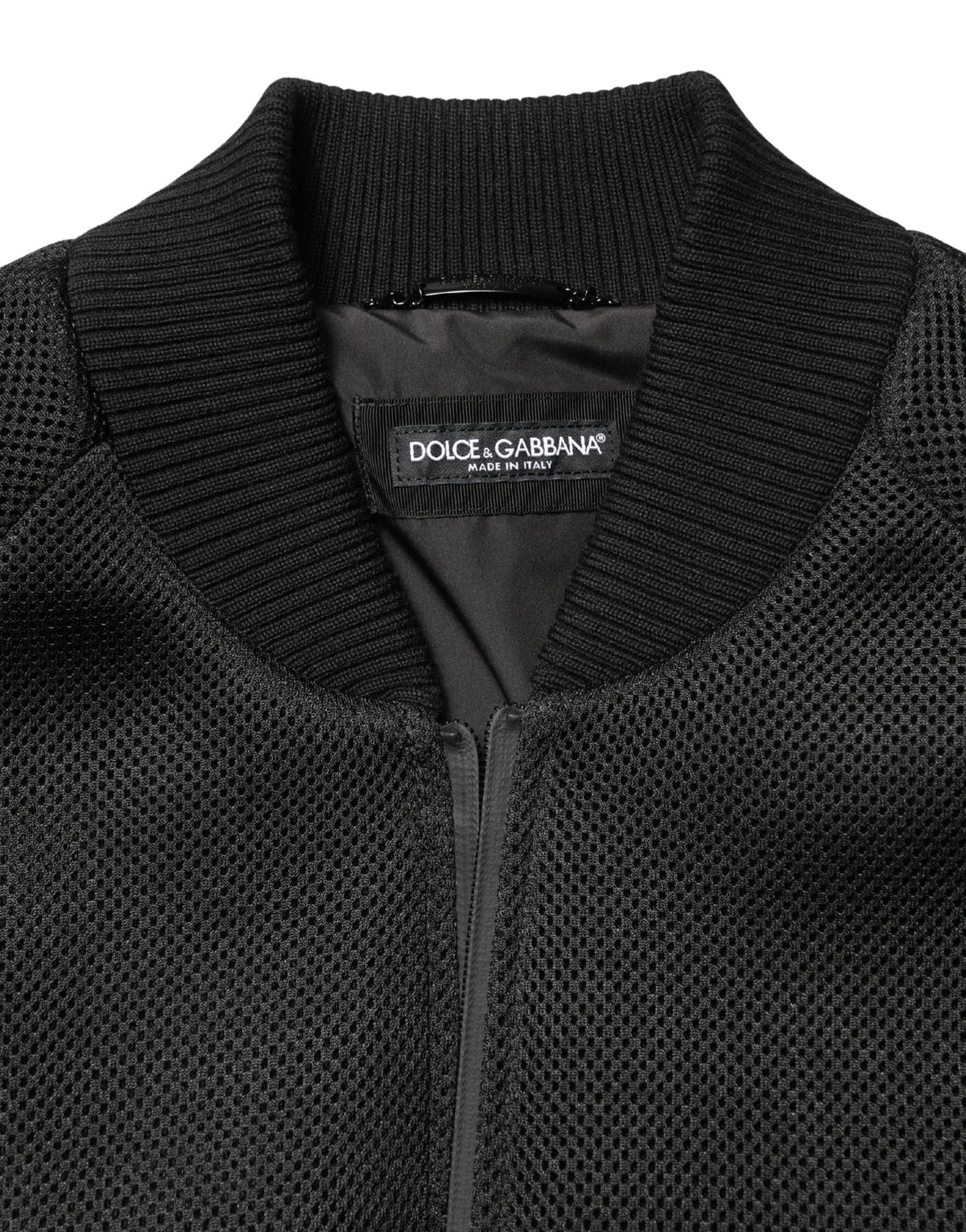 Blouson bomber Dolce & Gabbana pour homme en nylon noir avec fermeture éclair intégrale