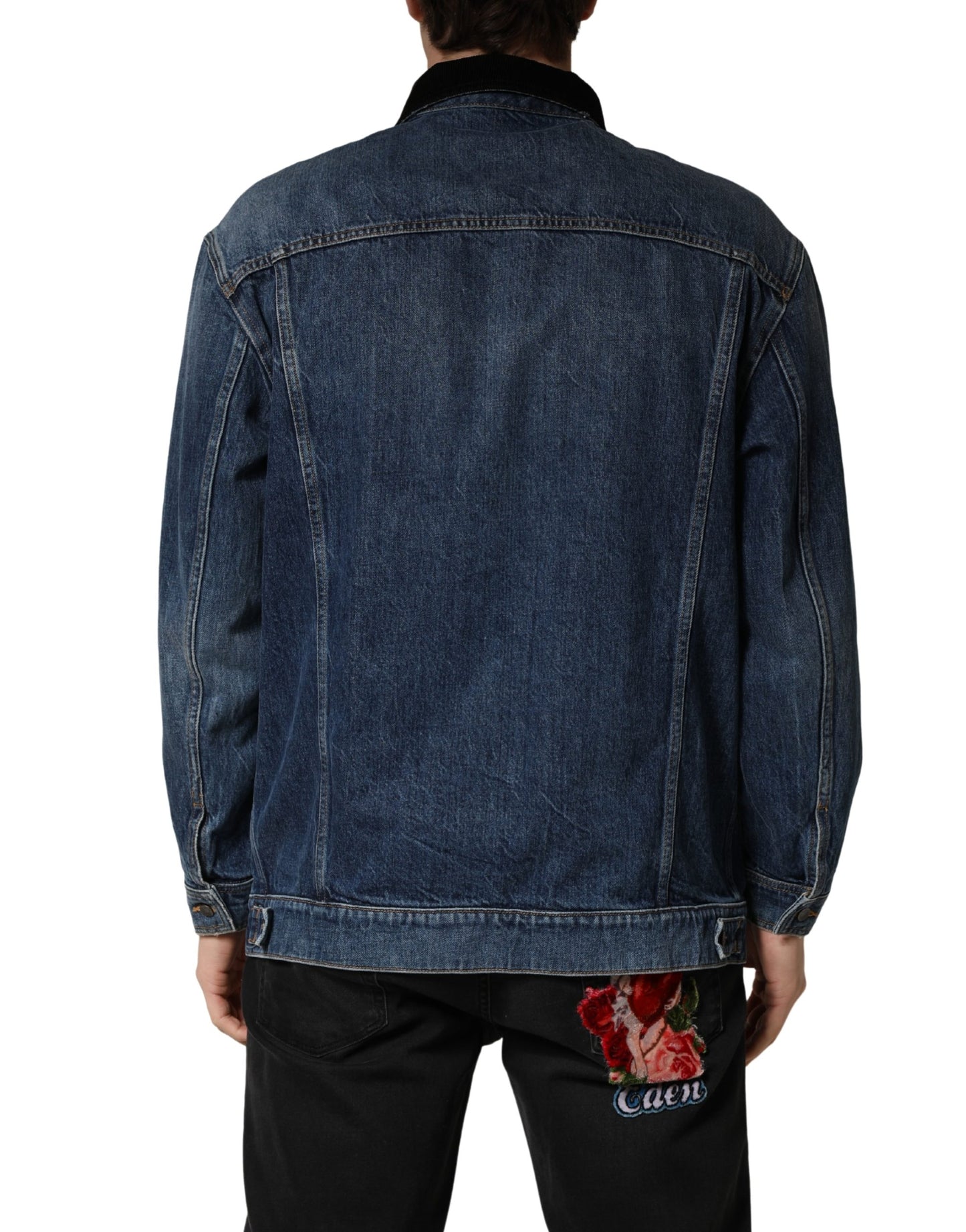 Dolce & Gabbana Zwart Blauwe Katoenen Denim Blouson Herenjas