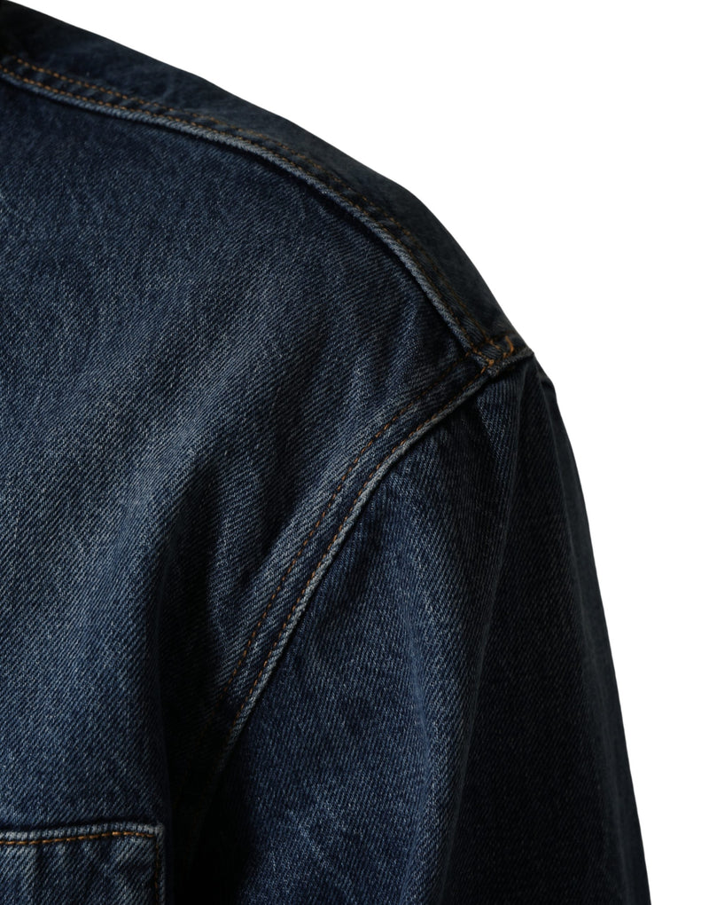 Blouson homme en denim de coton noir et bleu Dolce & Gabbana
