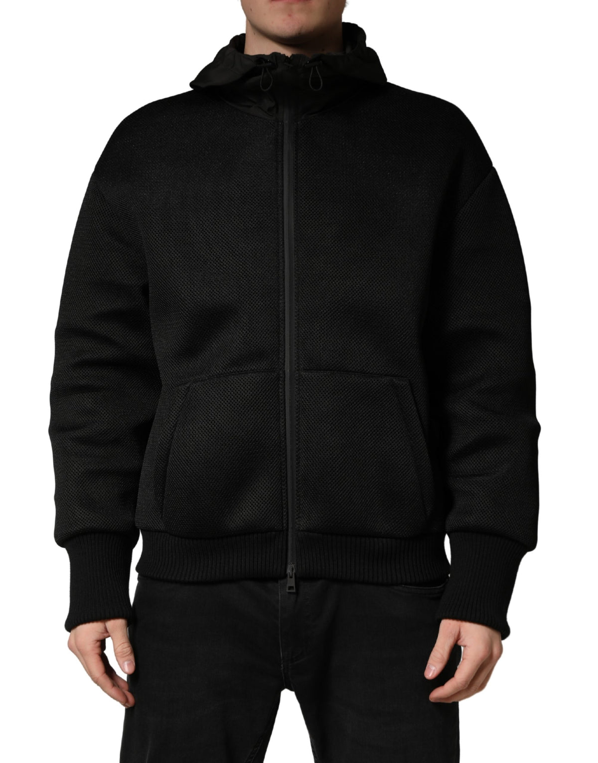 Dolce & Gabbana Blouson bombardier zippé à capuche noir homme