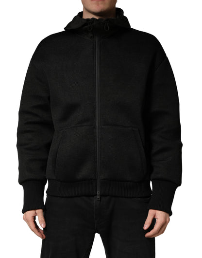 Dolce & Gabbana Heren Zwarte Bomberjack Met Capuchon En Volledige Ritssluiting