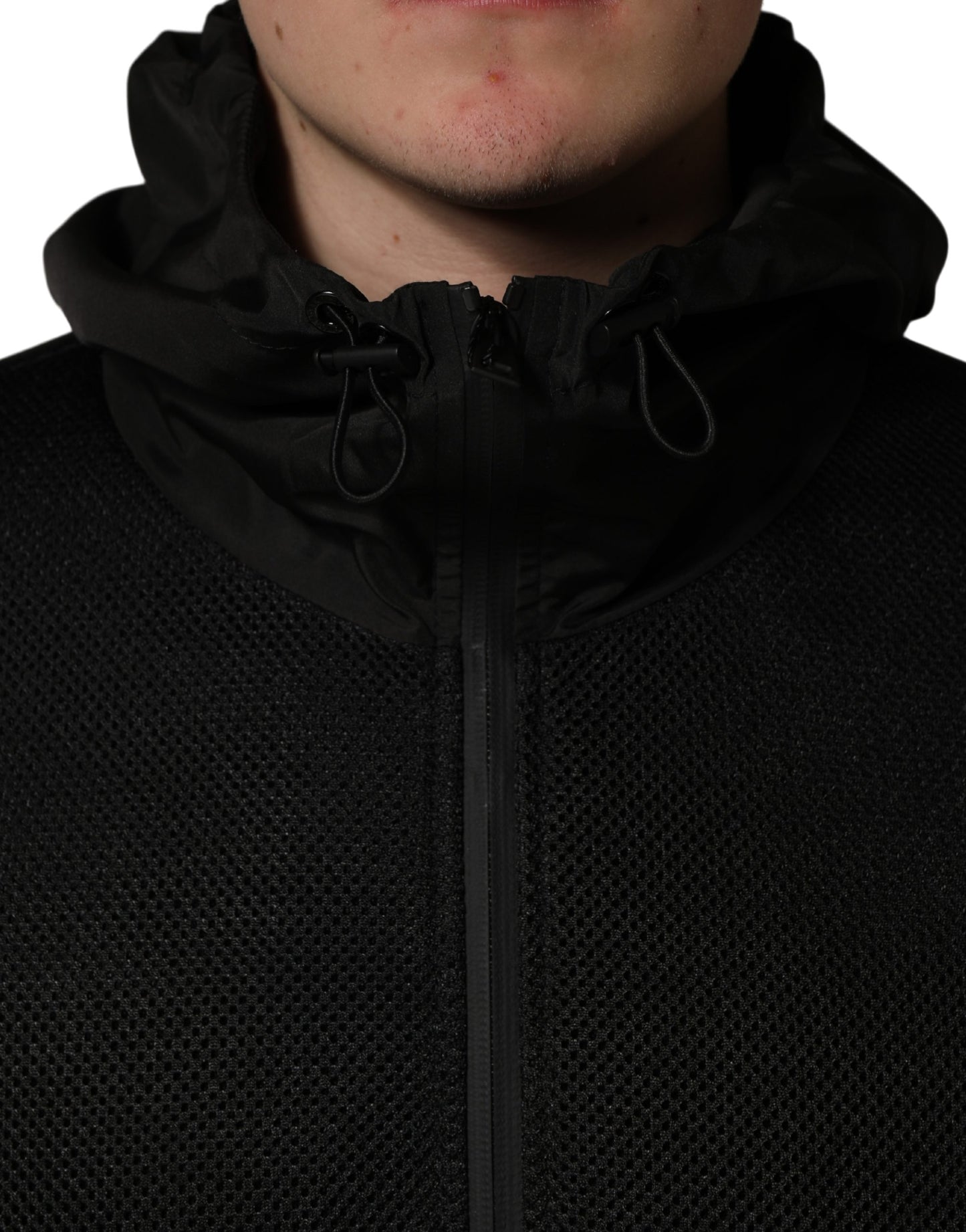 Dolce & Gabbana Heren Zwarte Bomberjack Met Capuchon En Volledige Ritssluiting