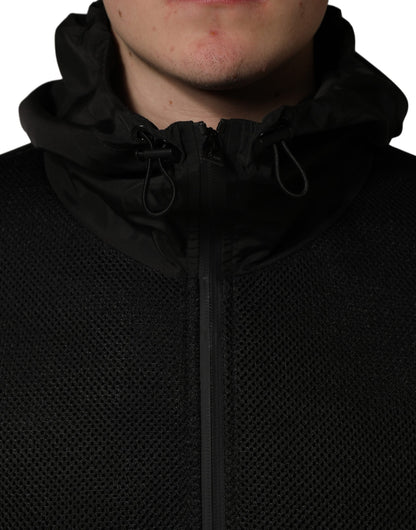 Dolce & Gabbana Heren Zwarte Bomberjack Met Capuchon En Volledige Ritssluiting