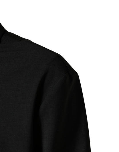 Dolce & Gabbana Zwarte Wollen Bomberjack met Logo en Volledige Ritssluiting voor Heren