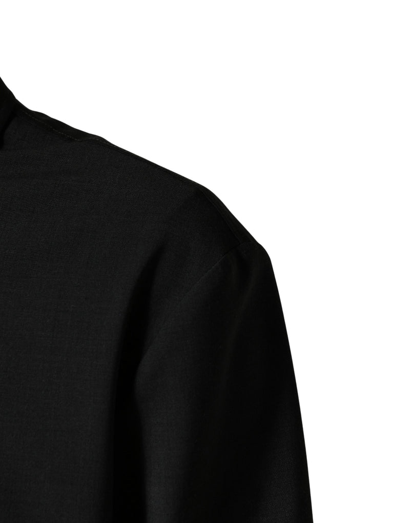 Blouson Bomber Homme Dolce & Gabbana en Laine Noire avec Logo et Fermeture Éclair Intégrale