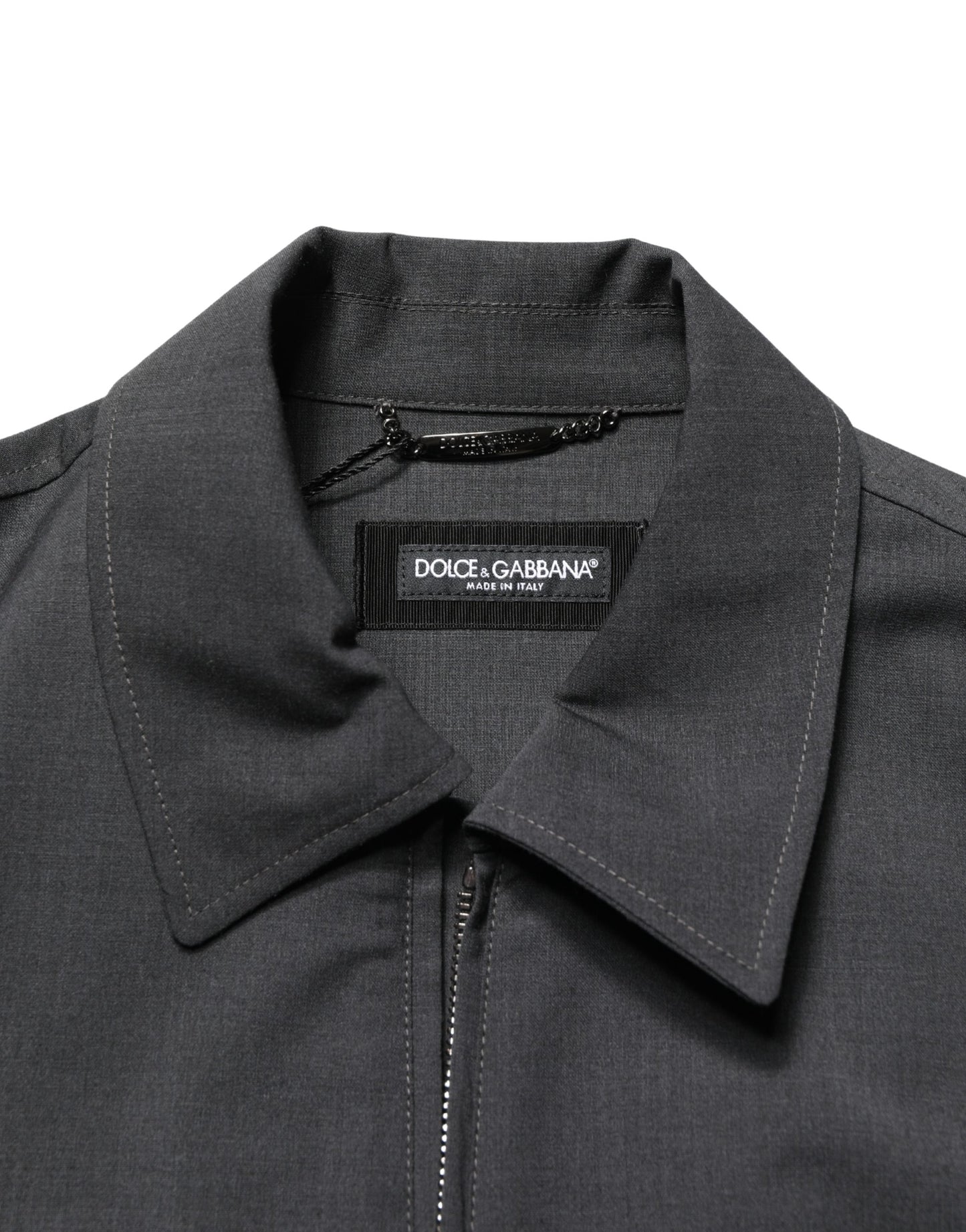 Dolce & Gabbana Zwarte Wollen Bomberjack met Logo en Volledige Ritssluiting voor Heren