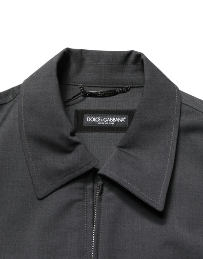 Dolce & Gabbana Zwarte Wollen Bomberjack met Logo en Volledige Ritssluiting voor Heren