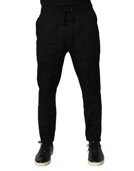 Dolce & Gabbana Zwarte Katoenen Skinny Heren Joggingbroek
