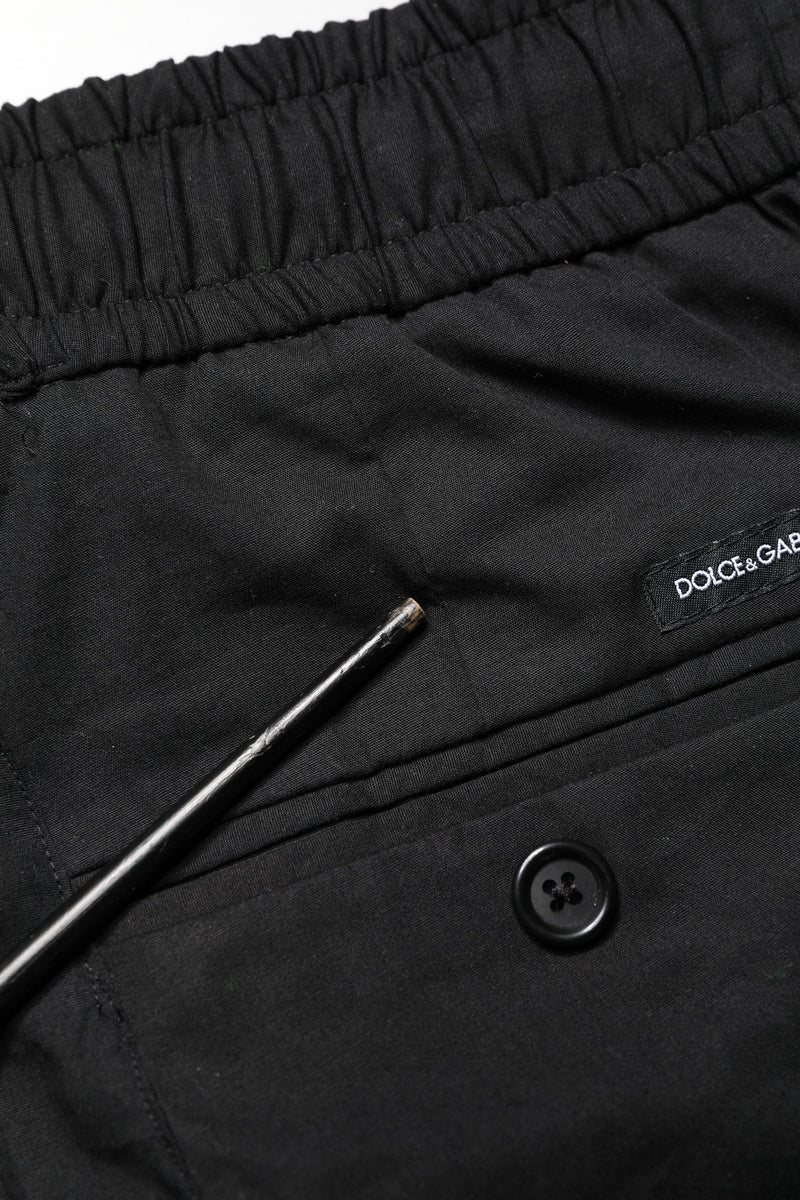 Dolce & Gabbana Black Cotton Skinny Men Jogger Trouser Pants