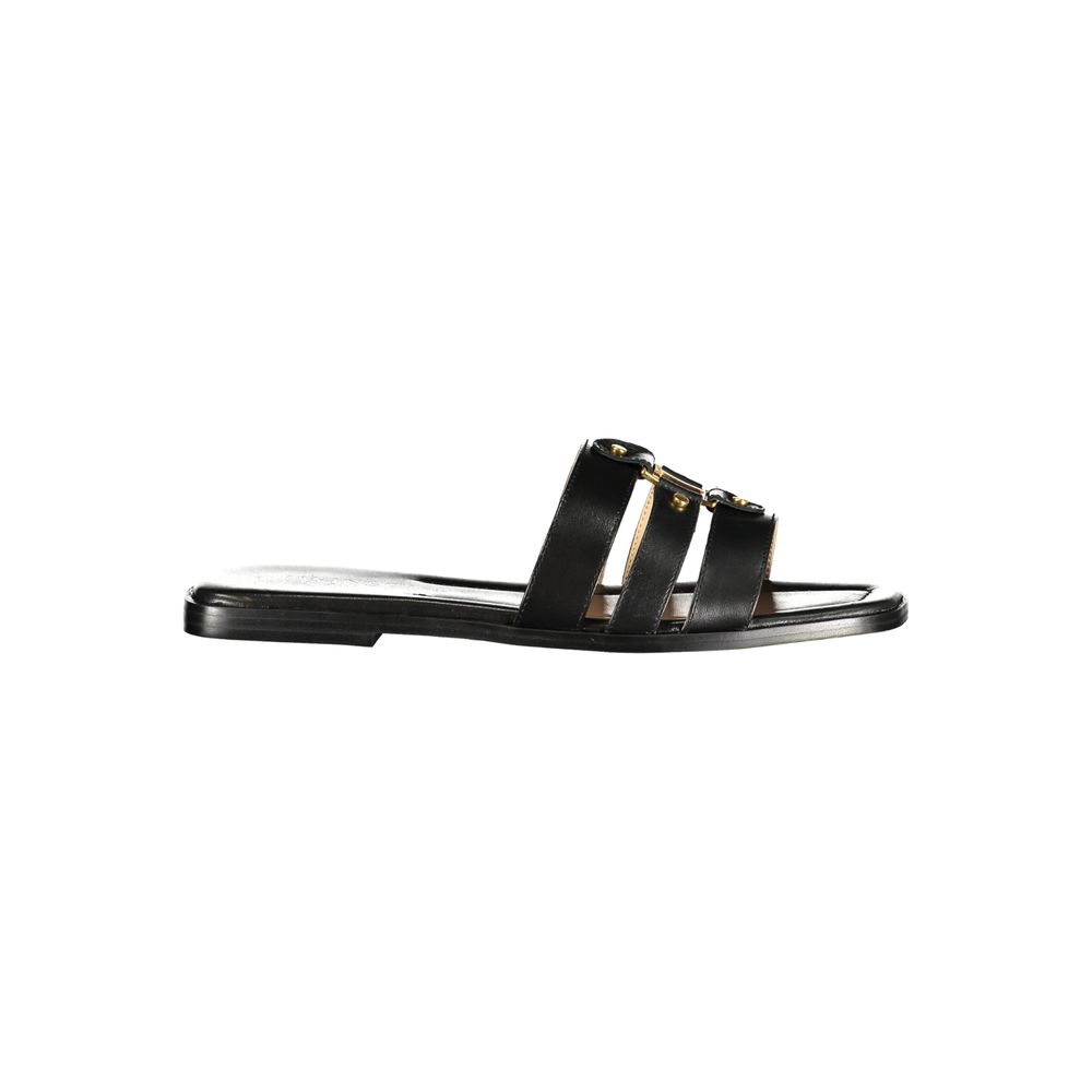 Twinset Black Leather Women Sandal - Chic and Comfortable Footwear