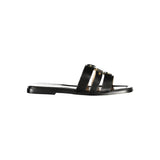 Twinset Black Leather Women Sandal - Chic and Comfortable Footwear