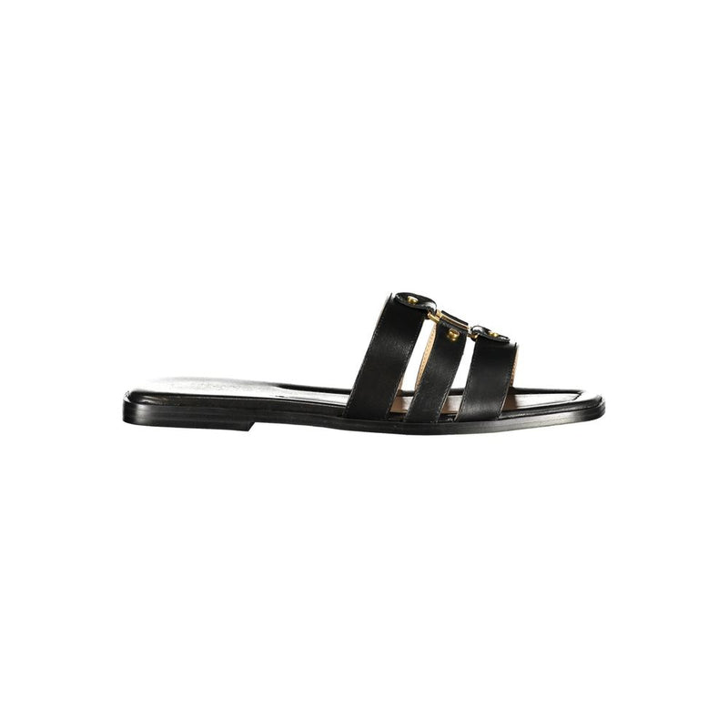 Twinset Black Leather Women Sandal - Chic and Comfortable Footwear