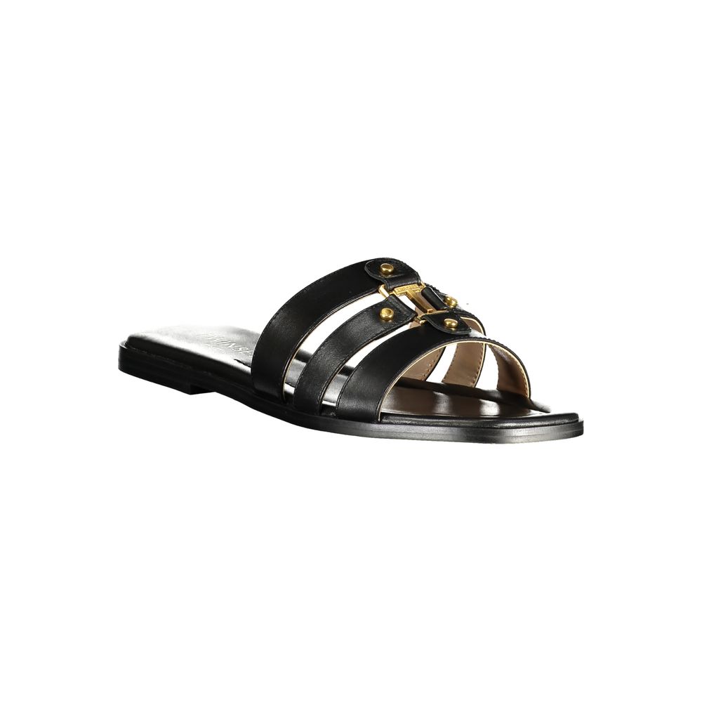 Twinset Black Leather Women Sandal - Chic and Comfortable Footwear