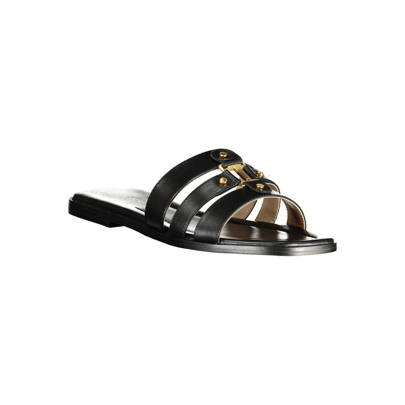 Twinset Black Leather Women Sandal - Chic and Comfortable Footwear