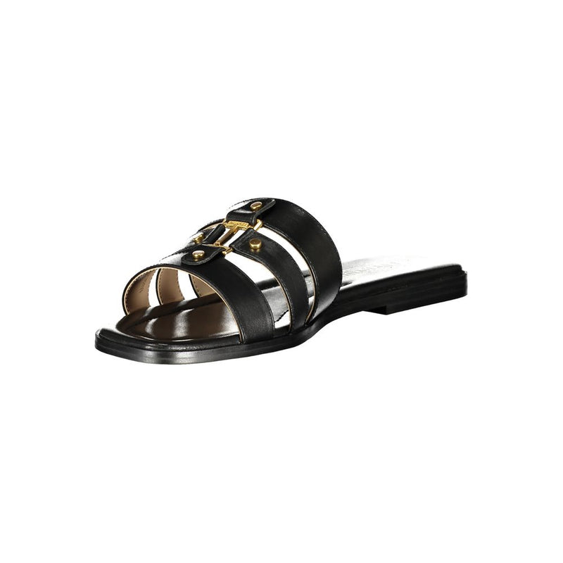 Twinset Black Leather Women Sandal - Chic and Comfortable Footwear