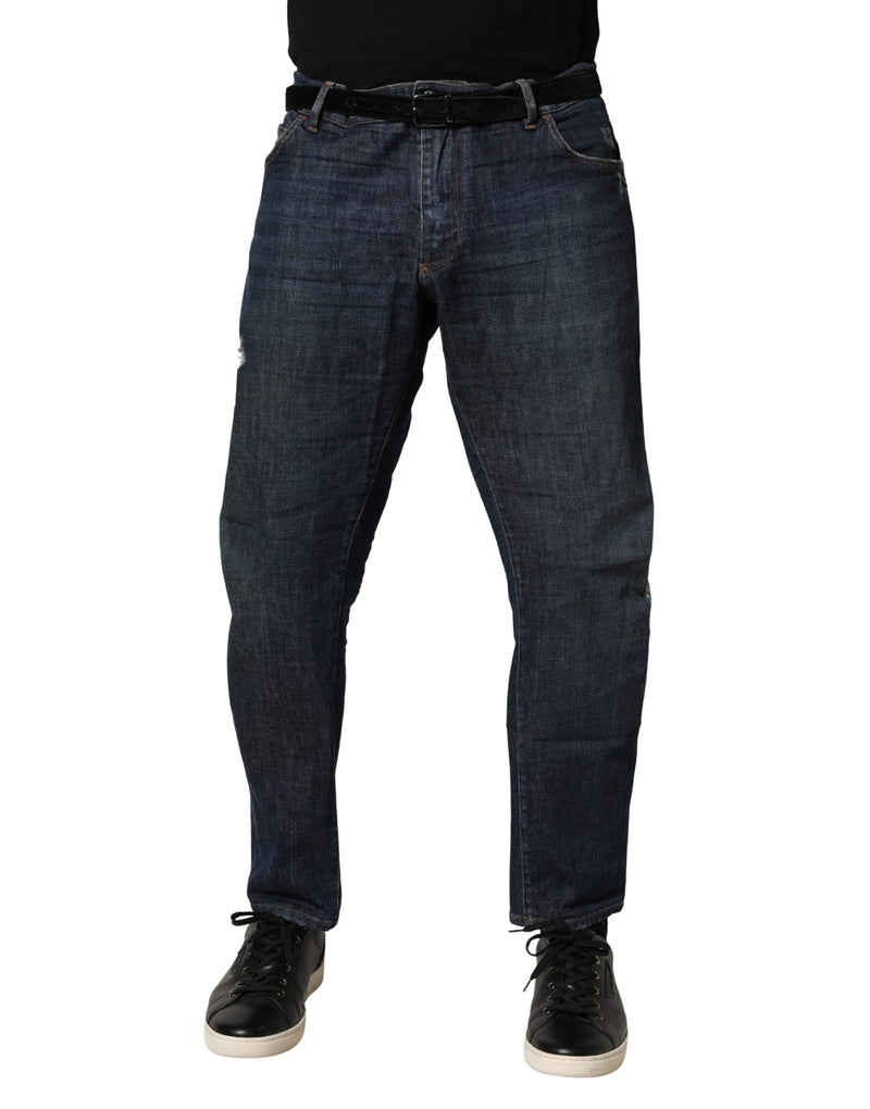 Dolce & Gabbana Donkerblauwe Wassen Skinny Katoenen Spijkerbroek