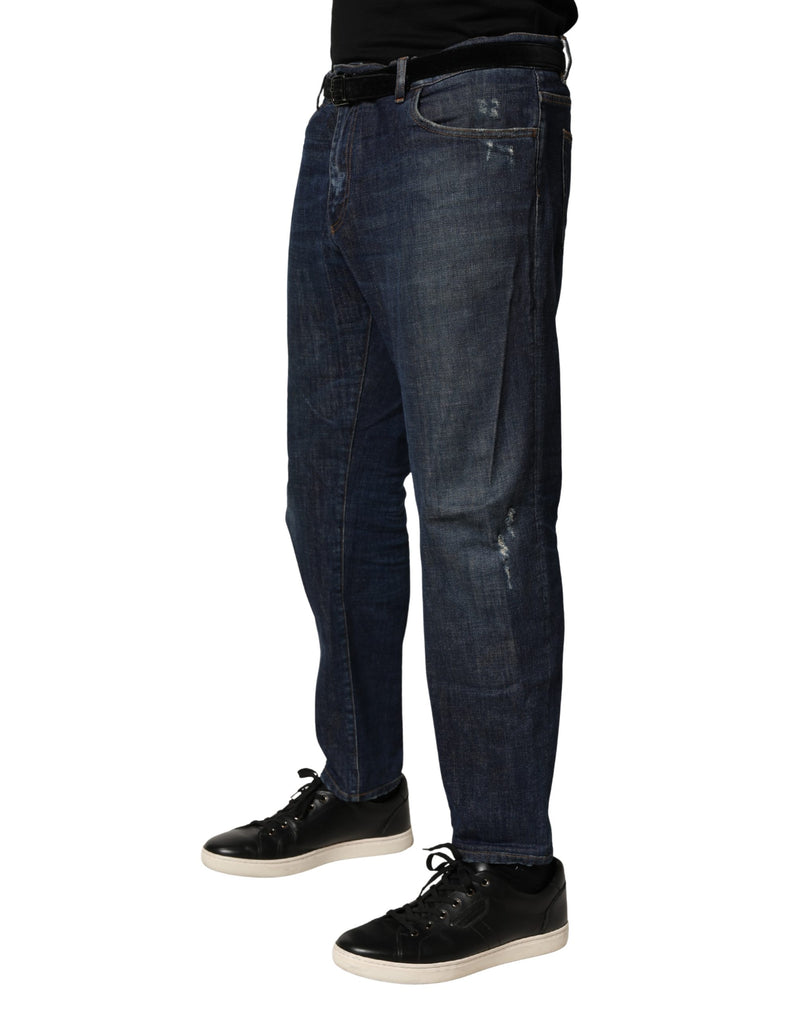 Dolce & Gabbana Donkerblauwe Wassen Skinny Katoenen Spijkerbroek