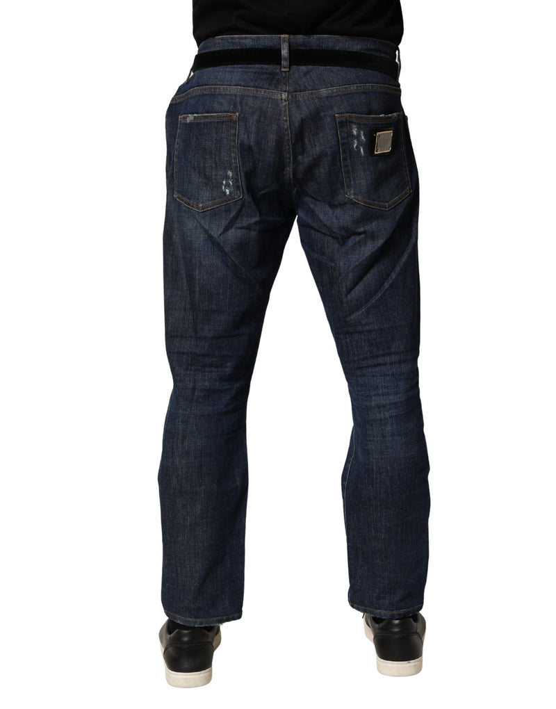 Dolce & Gabbana Donkerblauwe Wassen Skinny Katoenen Spijkerbroek