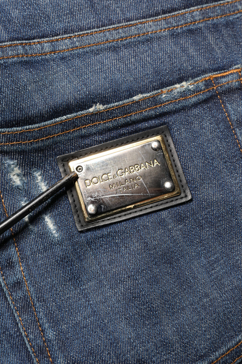 Dolce & Gabbana Donkerblauwe Wassen Skinny Katoenen Spijkerbroek