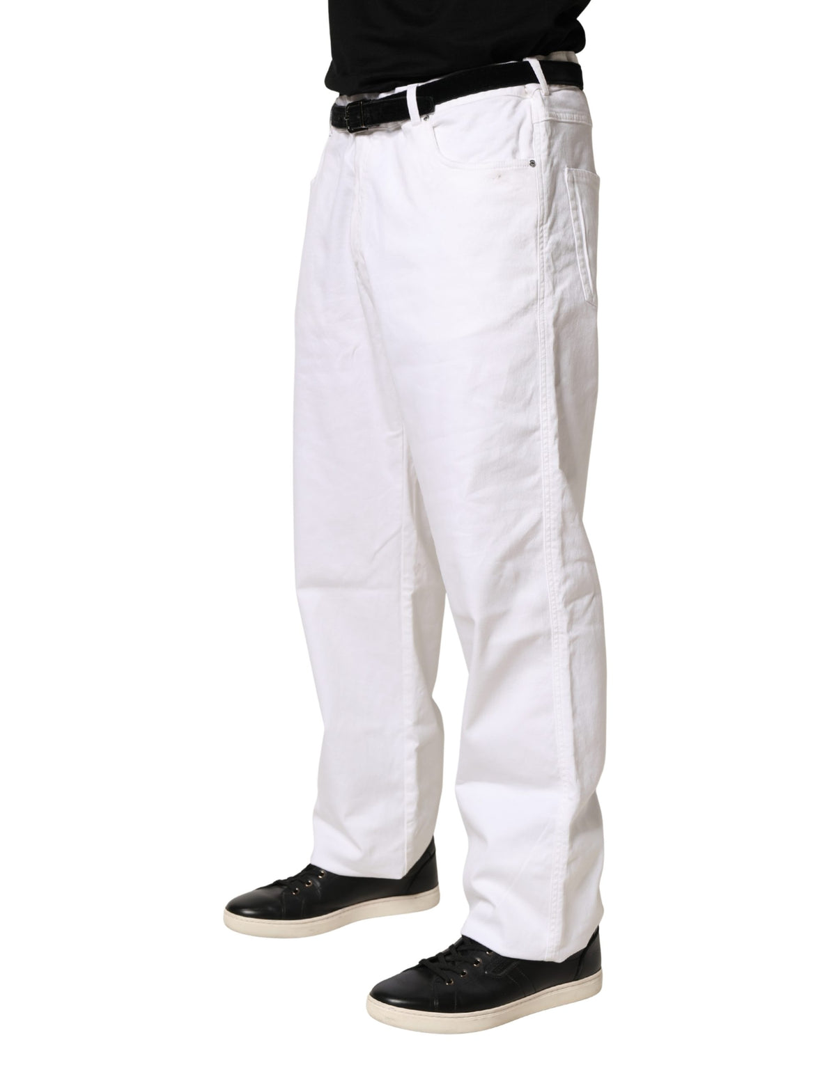Jean droit en denim taille mi-haute blanc Paul & Shark
