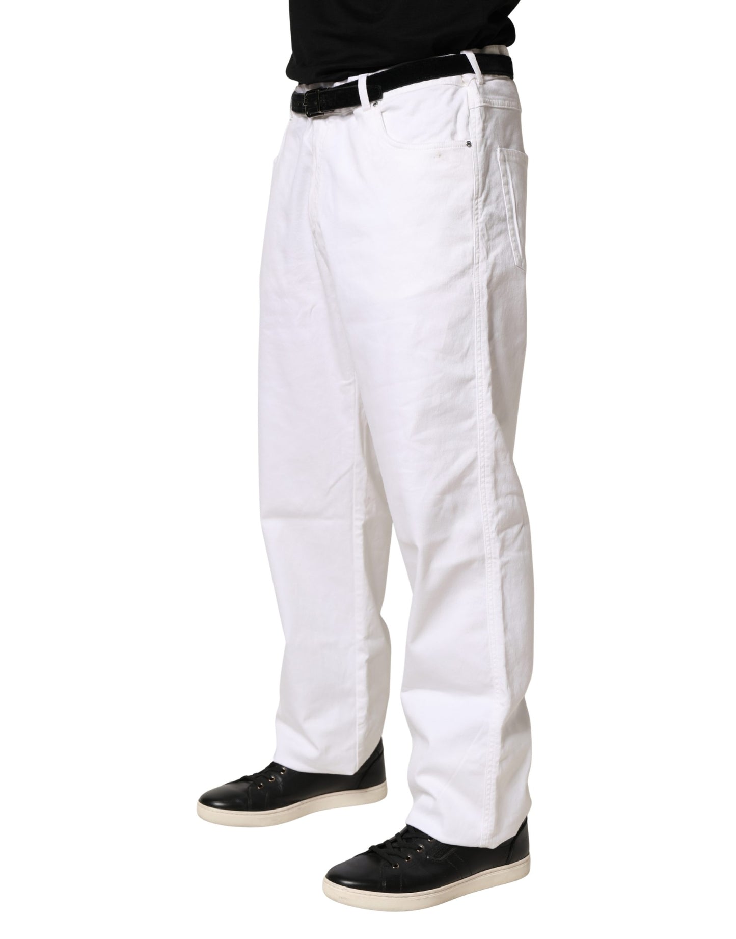 Jean droit en denim taille mi-haute blanc Paul & Shark