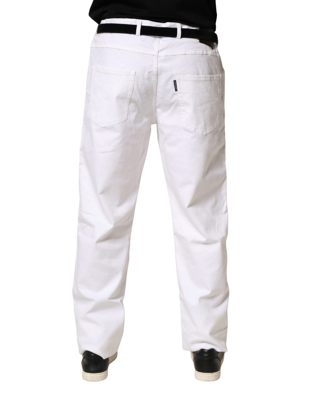Jean droit en denim taille mi-haute blanc Paul & Shark
