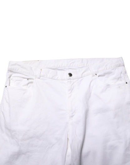 Jean droit en denim taille mi-haute blanc Paul & Shark