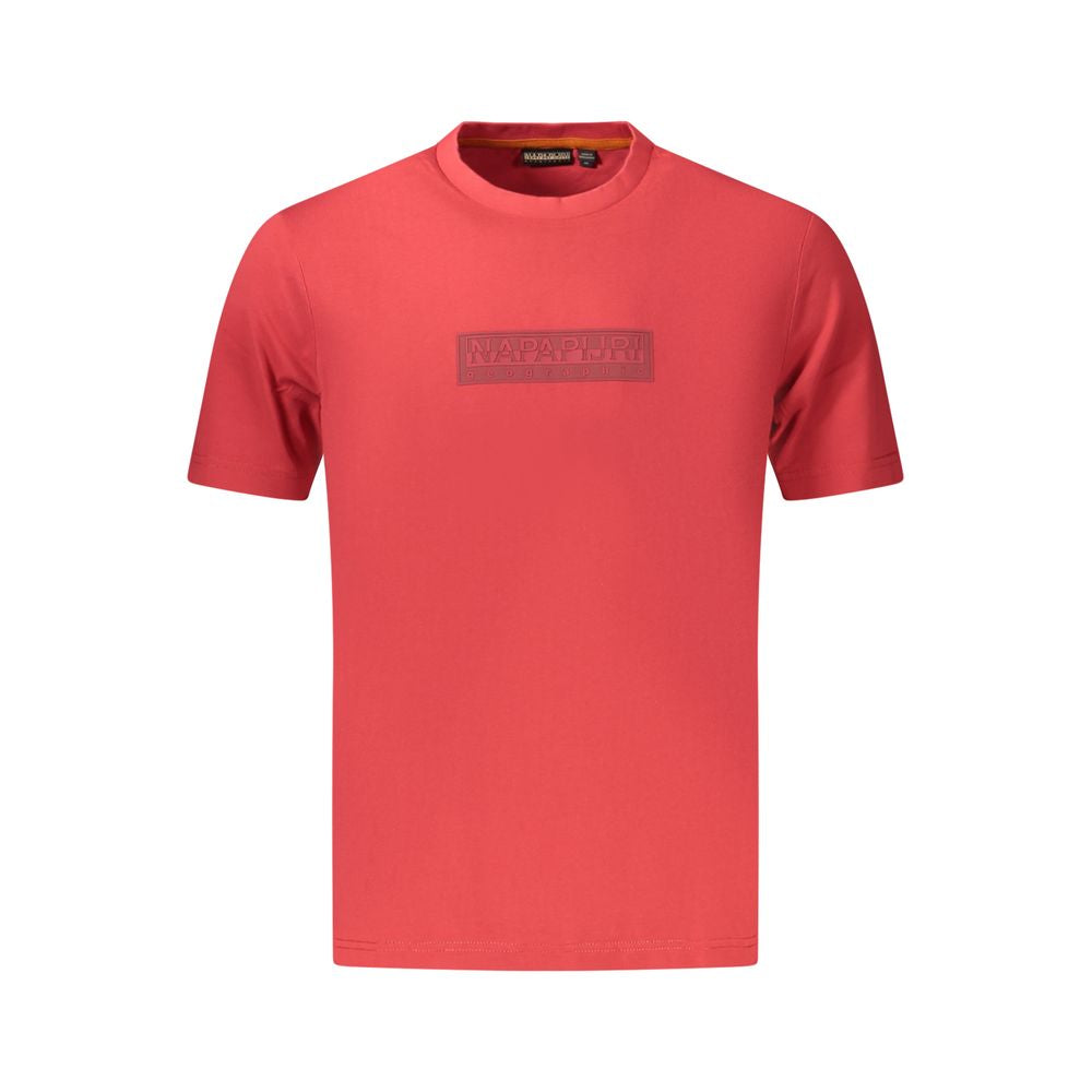 Napapijri Red Cotton Men's T-Shirt - Stylish & Eco-Conscious