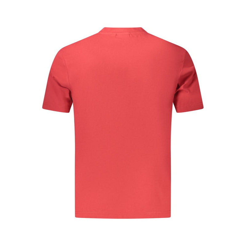 Napapijri Red Cotton Men's T-Shirt - Stylish & Eco-Conscious