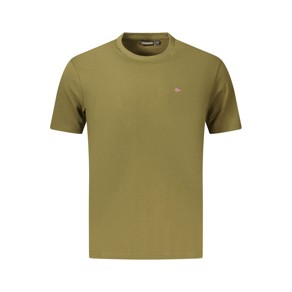 Napapijri Green Cotton T-Shirt - Regular Fit Crew Neck