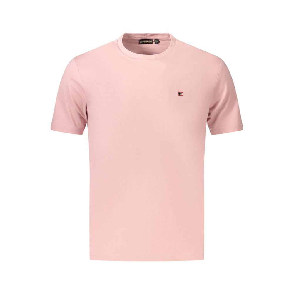 Napapijri Pink Cotton T-Shirt - Regular Fit Crew Neck