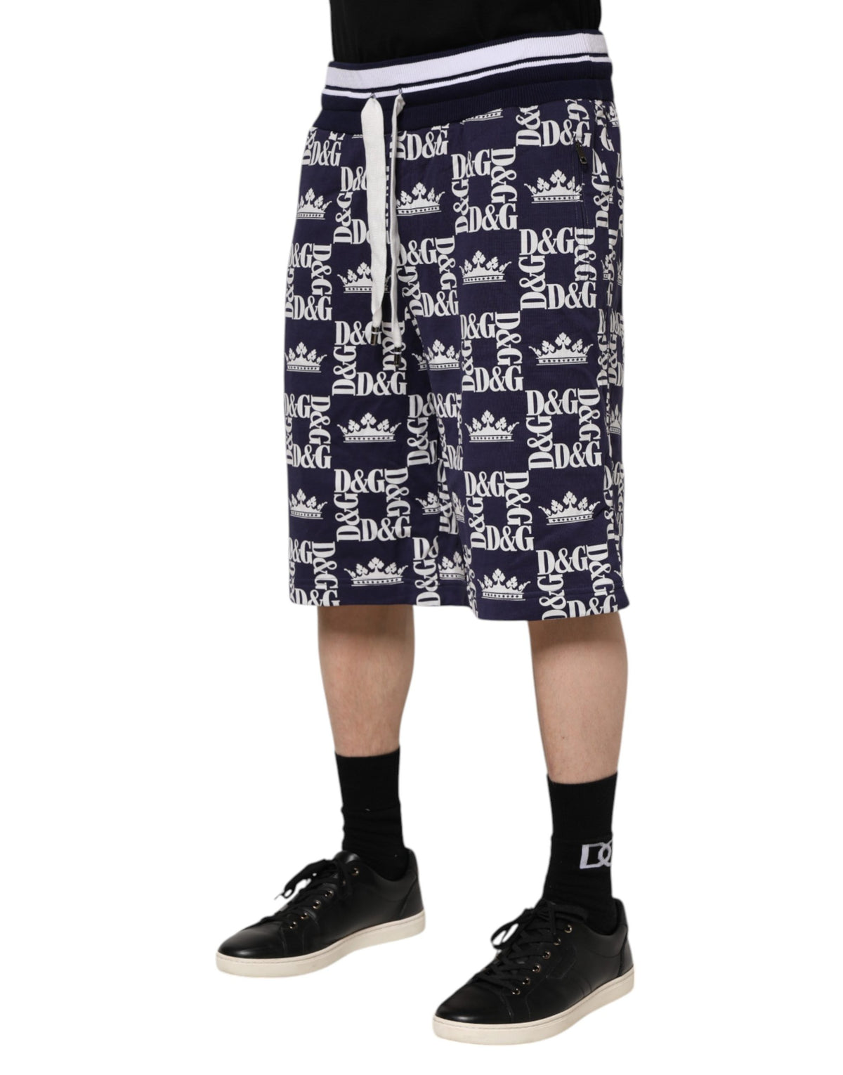 Shorts Bermuda Chino Homme Imprimé Logo DG Bleu Dolce & Gabbana