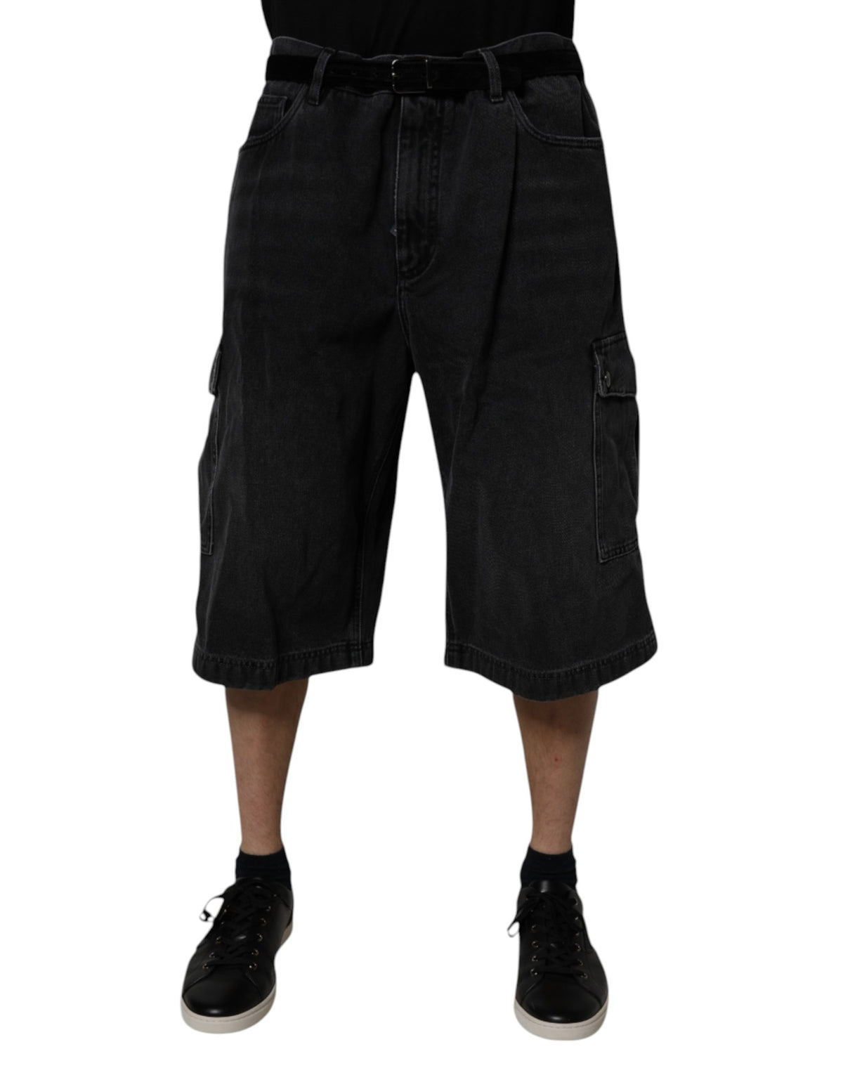 Short cargo Bermuda Dolce & Gabbana en jean noir taille mi-haute