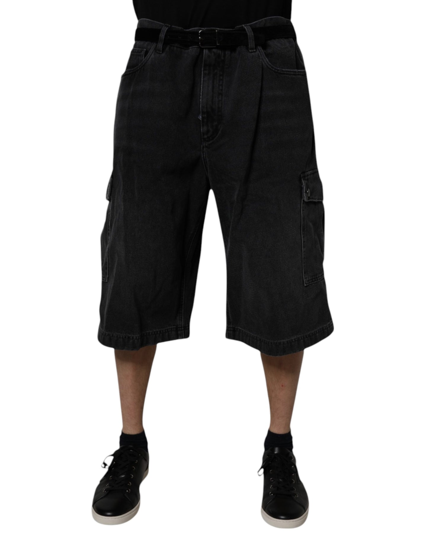Short cargo Bermuda Dolce & Gabbana en jean noir taille mi-haute