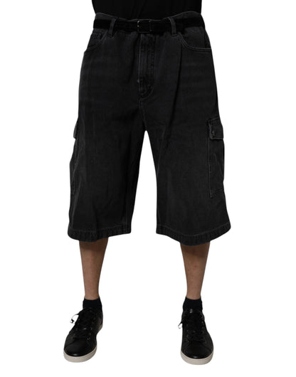 Short cargo Bermuda Dolce & Gabbana en jean noir taille mi-haute