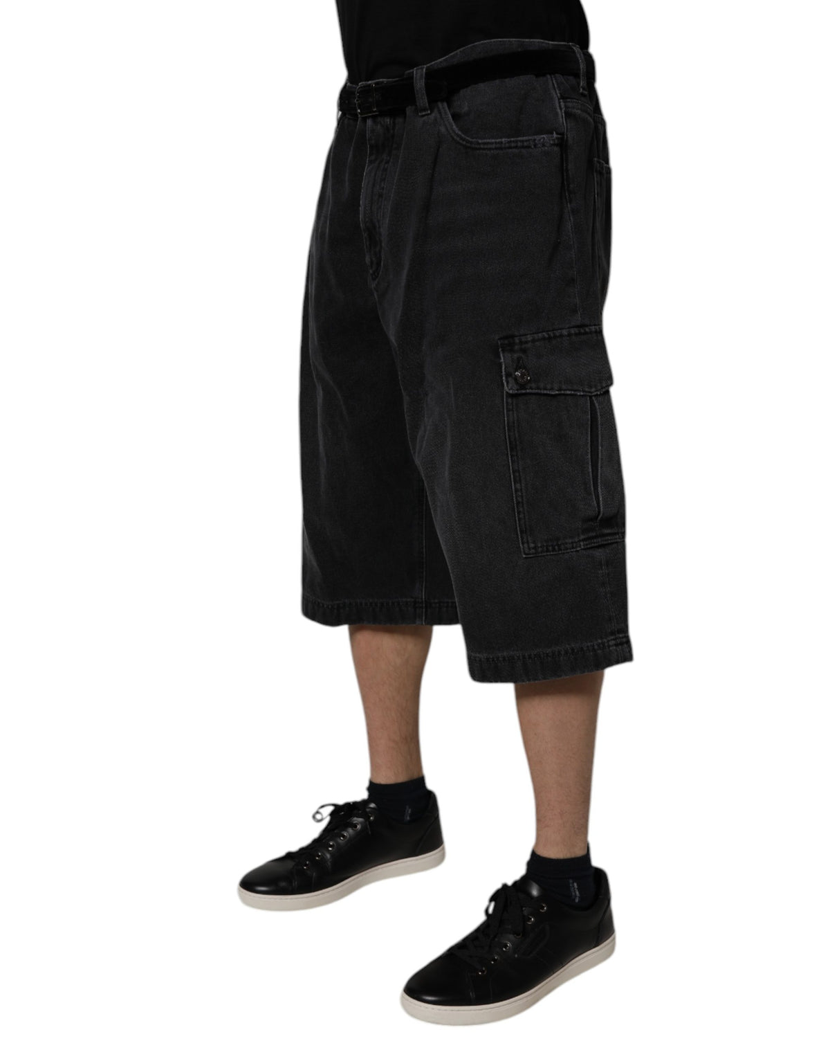 Short cargo Bermuda Dolce & Gabbana en jean noir taille mi-haute
